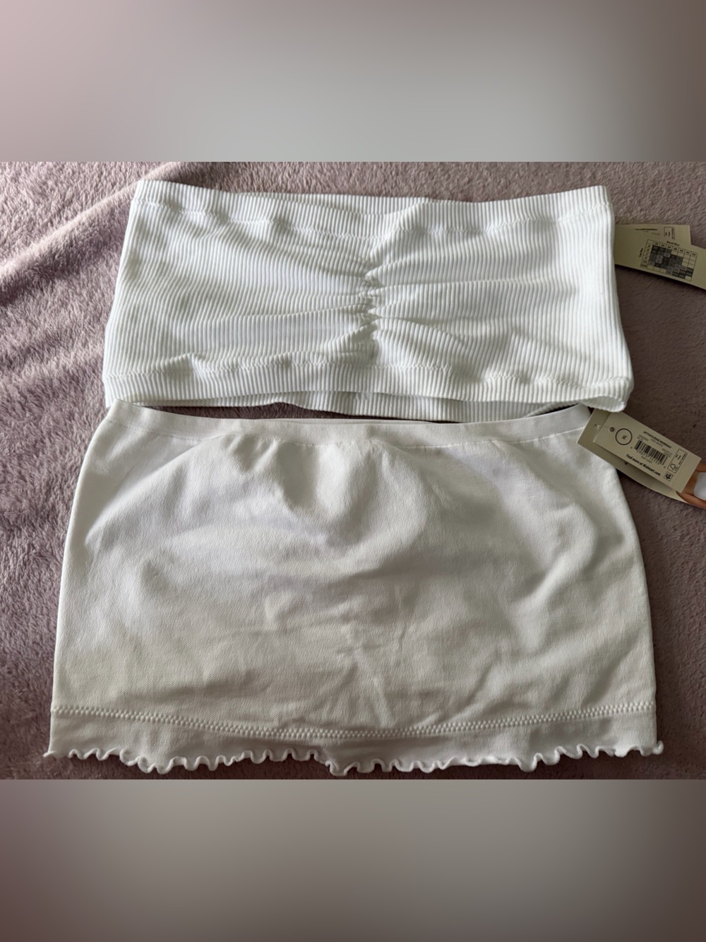 2 Women's White bandeau bras - Classic Stretch Fit NWT